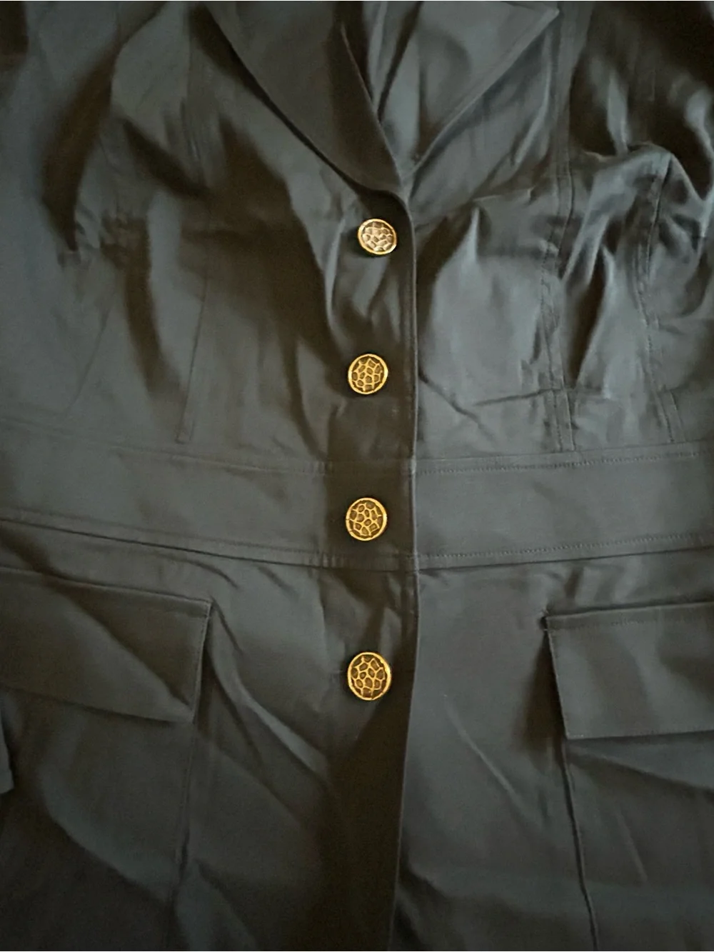 Classic Black Blazer with Gold Button Detail
